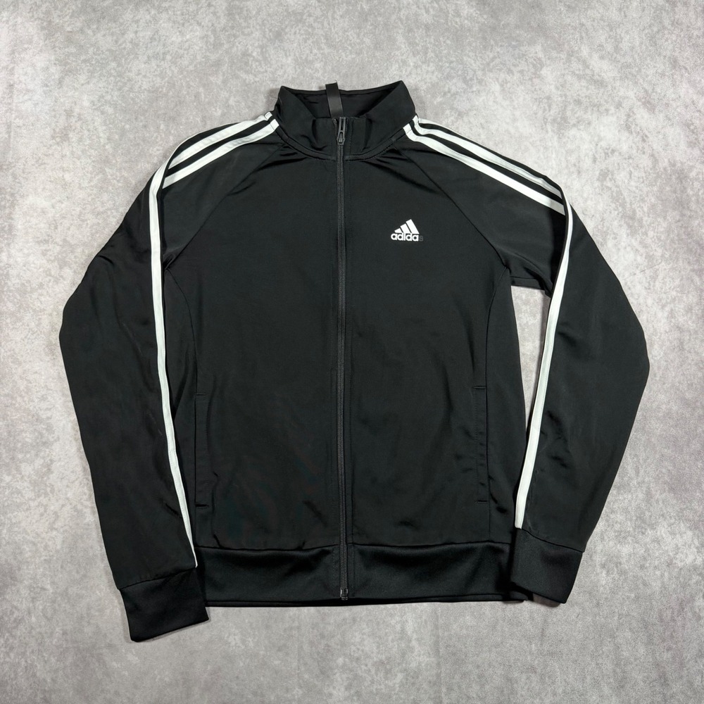 Adidas Kids Primegreen Full Zip Track Jacket Black White 3-Stripes Youth M 12-14